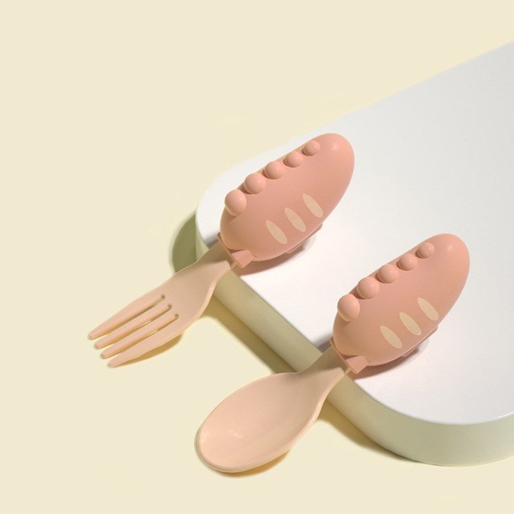 

Weiche Silikon Kinder Geschirr Set Kurzgriff Kinder Gabel Und Löffel - Rosa