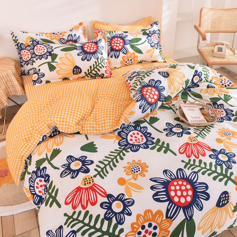 

Plant Series Bed Linens Duvet Cover Set with Pillowcase - Sunflower/1.5m 4Pcs/Set