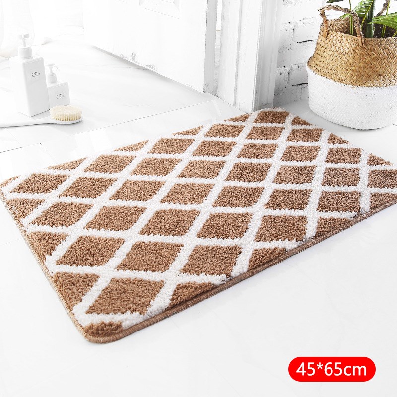 

Bathroom Runner Rug Bath Mat Microfiber Shower Rug Machine Washable Non Slip Absorbent Floor Carpet - Champagne/Size: 45*65cm