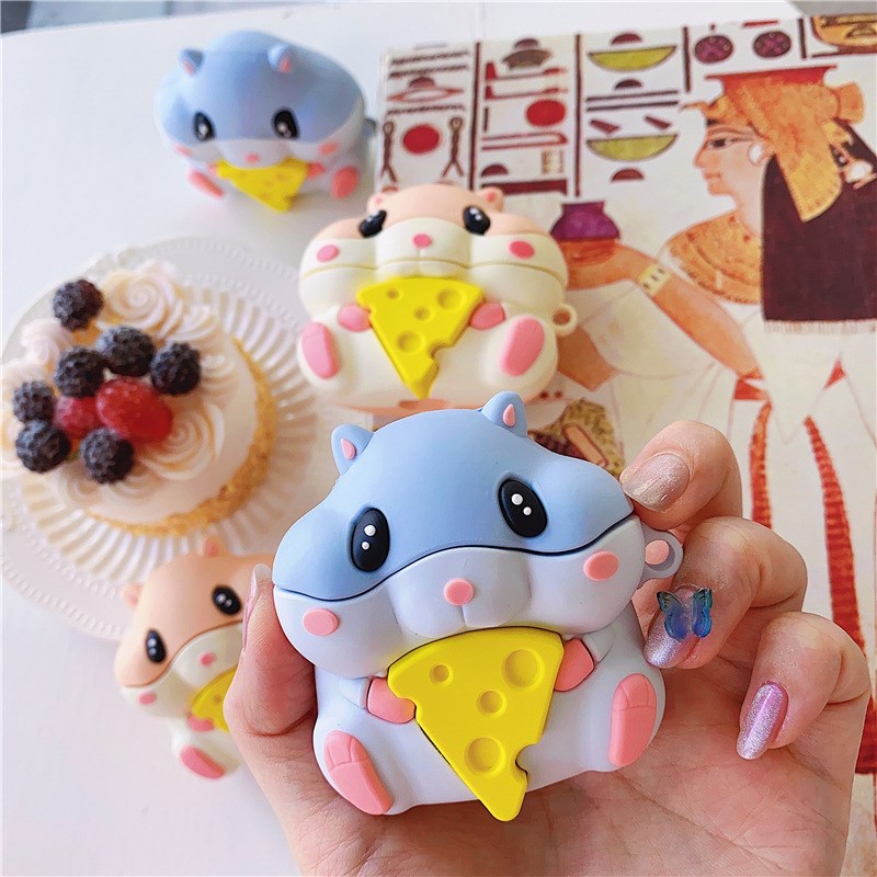 

For Airpods 1/2 Silicone Cover Case Cute Mouse Bluetooth Earphones Protector - Blue, Apple AirPods with Wireless Charging Case (2019)