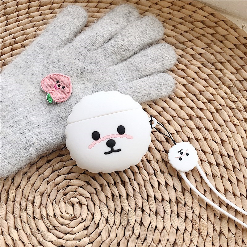

Для AirPods 1/2 Про Силиконовый Чехол Для Чехол С Тедди-собакой Bluetooth Беспроводной Наушники Protector - Белый / Для Аэродров 1/2, AirPods Pro