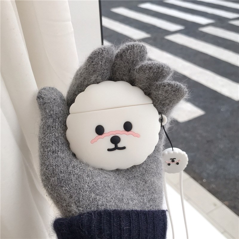 

For Airpods 1/2 Pro Silicone Case Cover Teddy Dog Bluetooth Wireless Earphones Protector - White/for Airpods Pro, AirPods Pro