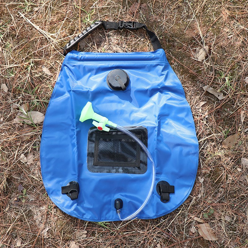 20L Outdoor Solar Shower Bag Collapsible Water Storage Bag Portable Hot Water Bath Bag - Blue