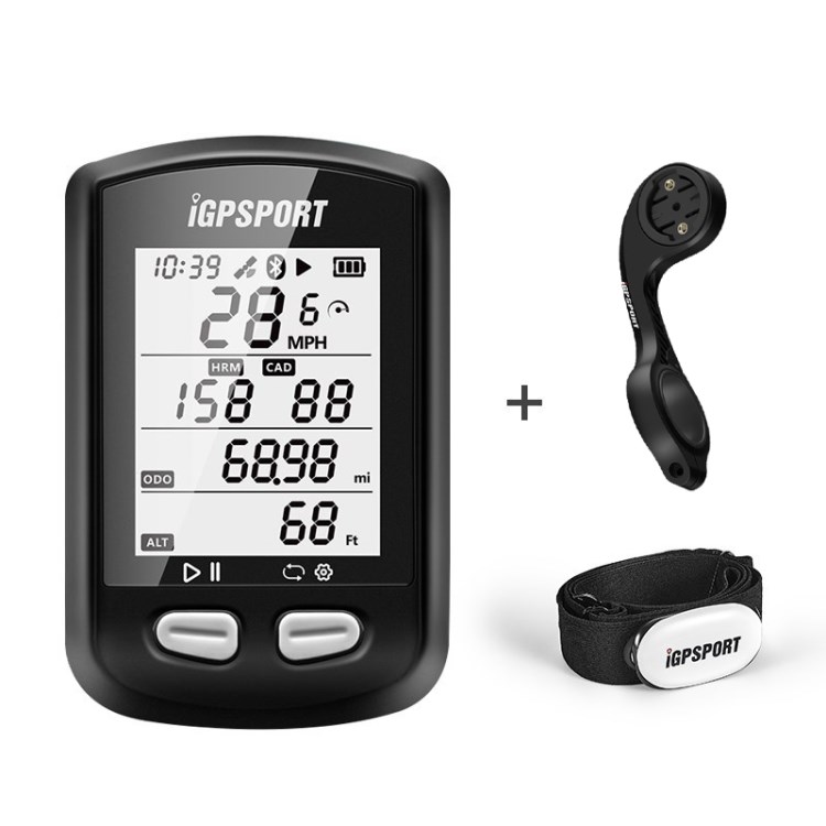 

IGPSPORT IGS10S Radfahren Computer Wasserdichte GPS-drahtlose Tacho-Fahrradcomputer - Computer + Halterung + Herzfrequenzgürtel
