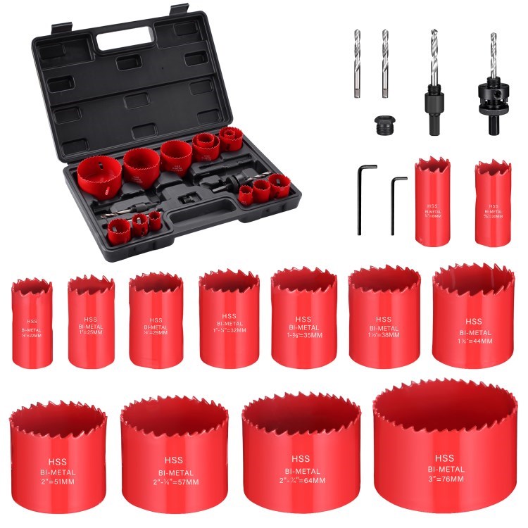 

21pcs Lochsäge Set 38 mm Lochöffner Loch Sägezahnbrecher HSS Bi-metallschneider Bohrer - Rot