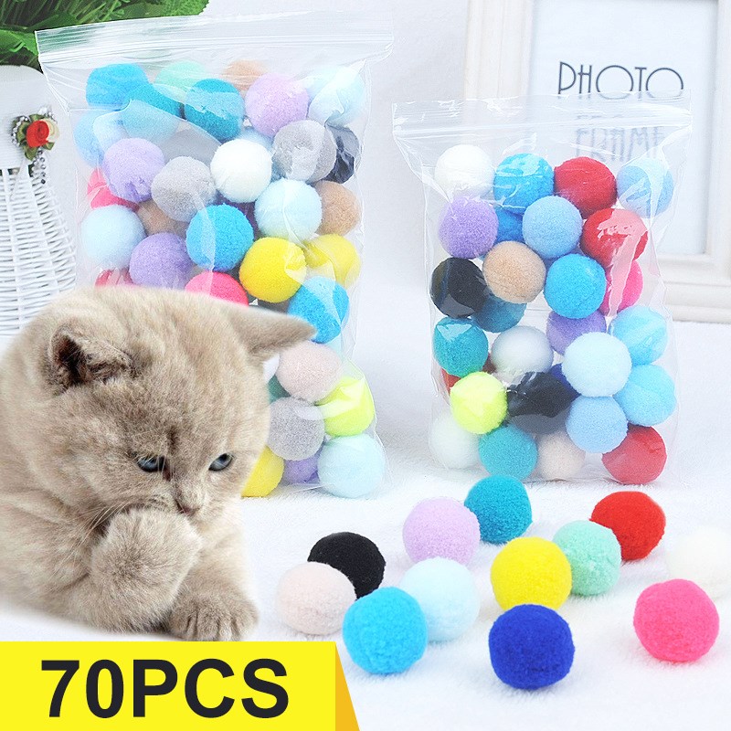 

70pcs Soft Cat Chase Chase Play Toy Funny Plush Ball, Zufällige Farbe