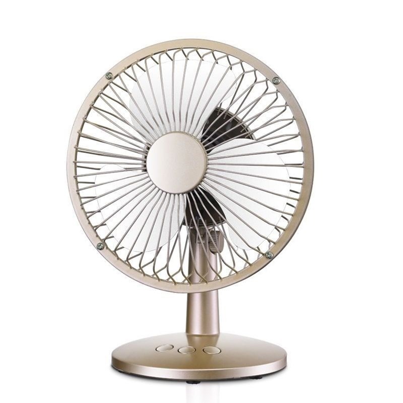 

6-inch Desk Fan 2-Speed Control USB Powered Fan - Gold / USB Recharge