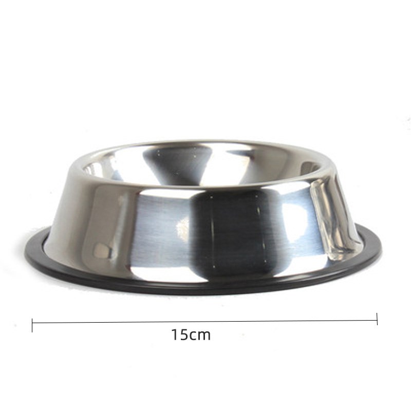 

Edelstahlhundschüssel Mit Gummi -basis -haustier Feeder Water Bowl - Silber/15 cm