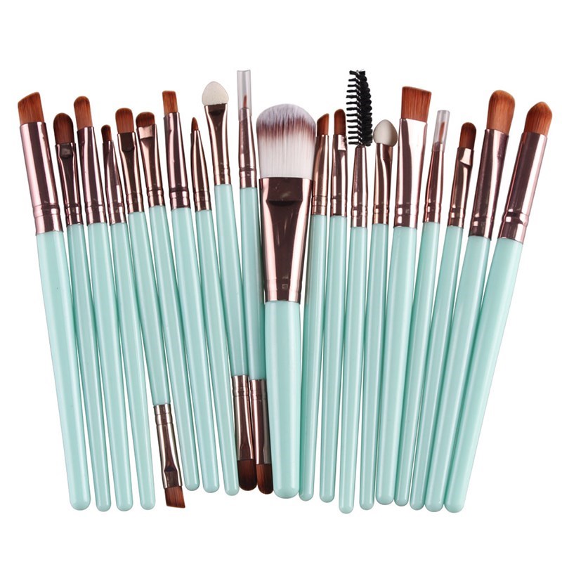 

20Pcs Makeup Brush Set Makeup Tool Cosmetic Brush - Green/Coffee