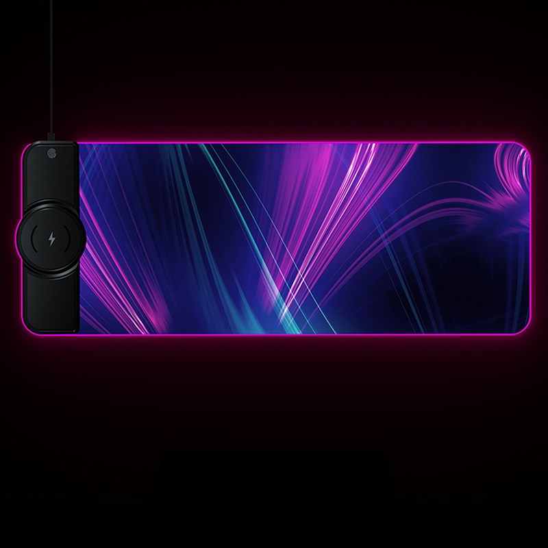 

10W Drahtlose Telefon-Ladegerät Rutschfeste 10 Beleuchtungsmodi Großes Gaming RGB-Mauspad - Mehrfarbig