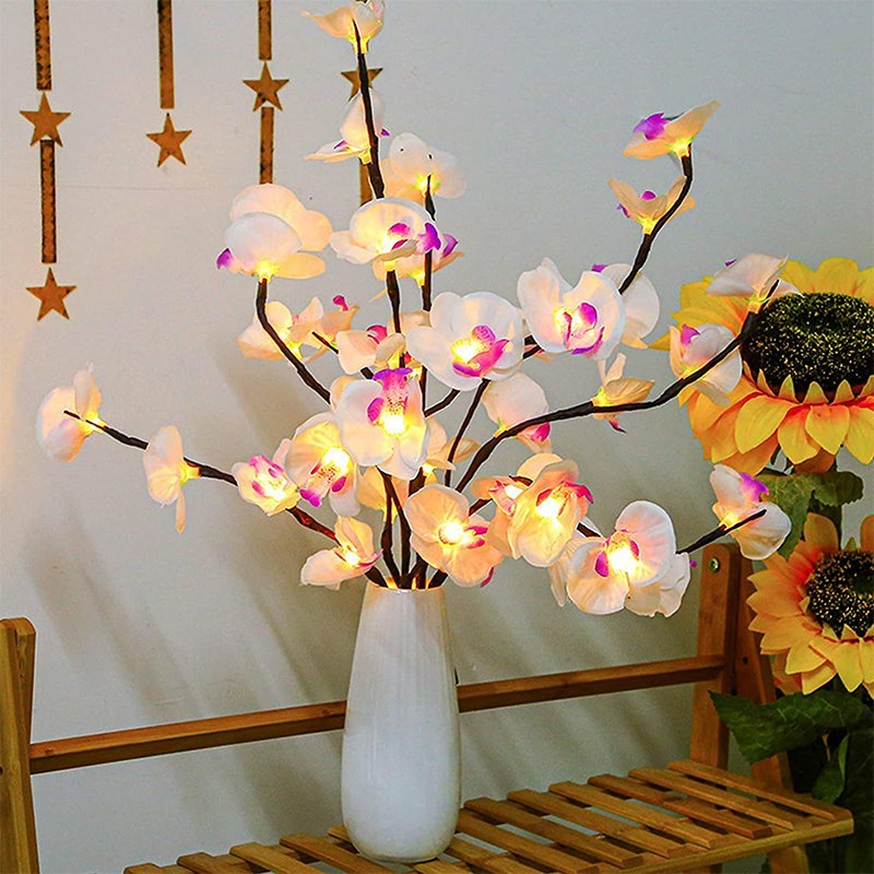 

Lighted Flower Branch Artificial Phalaenopsis Decorative Light for Home Christmas Party Wedding - White Phalaenopsis