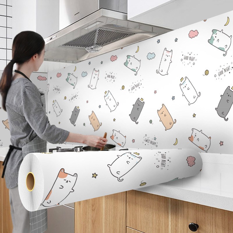 

60 x 300cm Kitchen Wall Sticker Oil Proof Wallpaper Heat Resistant Furniture Desktop Protective Film - Catoon Dogs