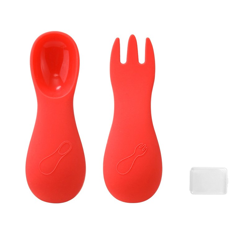 

BPA Free Baby Kids Spoon Und Gabel Set Silicon Toddler Tabelle (ohne FDA -zertifikat) - Rot