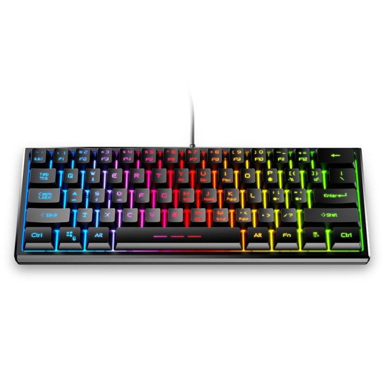 

FV-61 Wired Gaming-tastatur RGB RGB Backligit 61 Tasten Computertastatur - Schwarz/rgb -licht