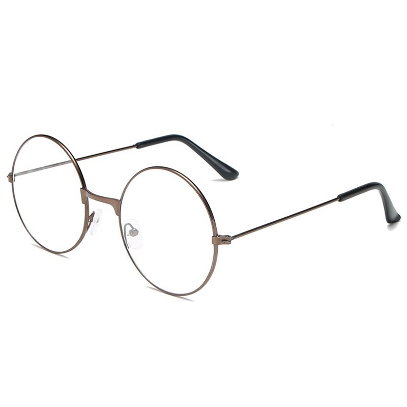 

Flat Clear Lens Round Glasses Vintage Classic Eyewear - Bronze