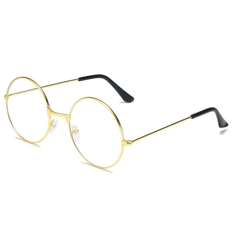 

Flat Clear Lens Round Glasses Vintage Classic Eyewear - Gold