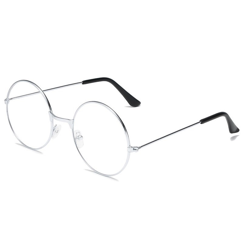

Flat Clear Lens Round Glasses Vintage Classic Eyewear - Silver