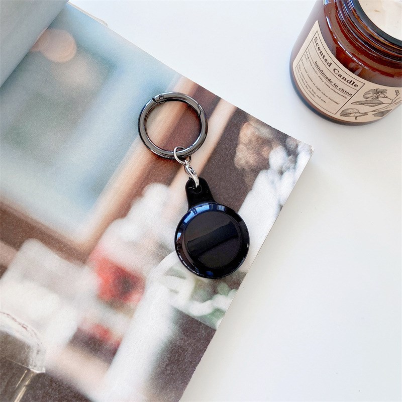 

Electroplated TPU Protector Cover Case with Keyring for Apple AirTag Tracker Locator - Black, AirTag
