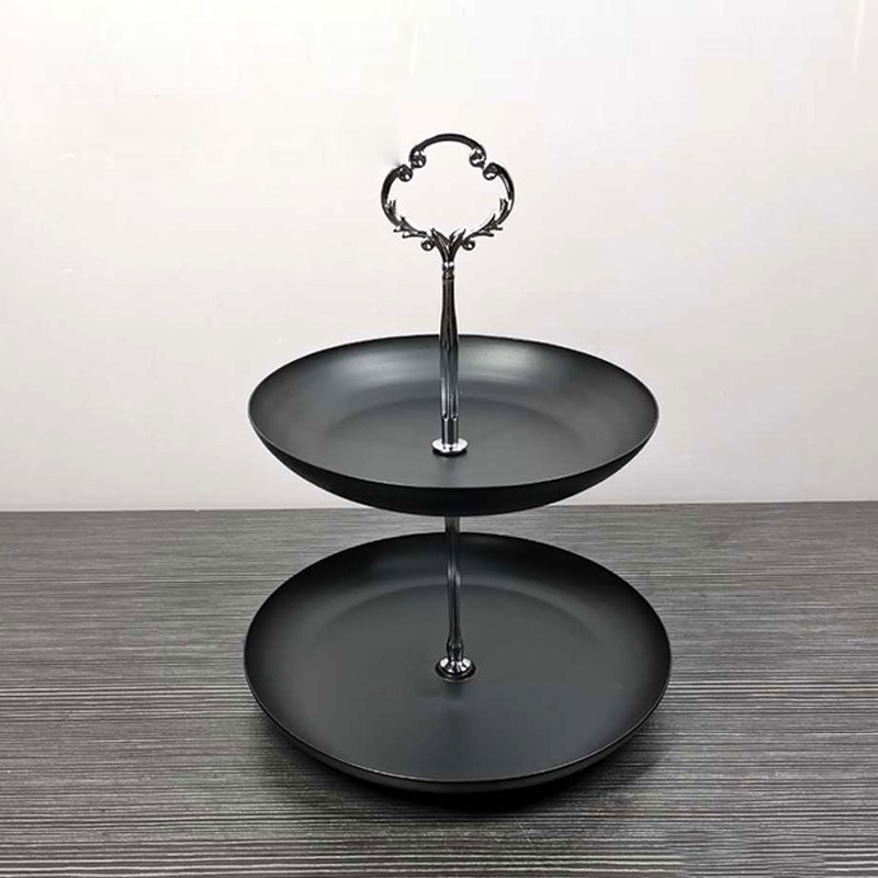 

Fruit Plate Snack Serving Tray Desktop Cosmetic Storage Entrance Dessert Rack - Black