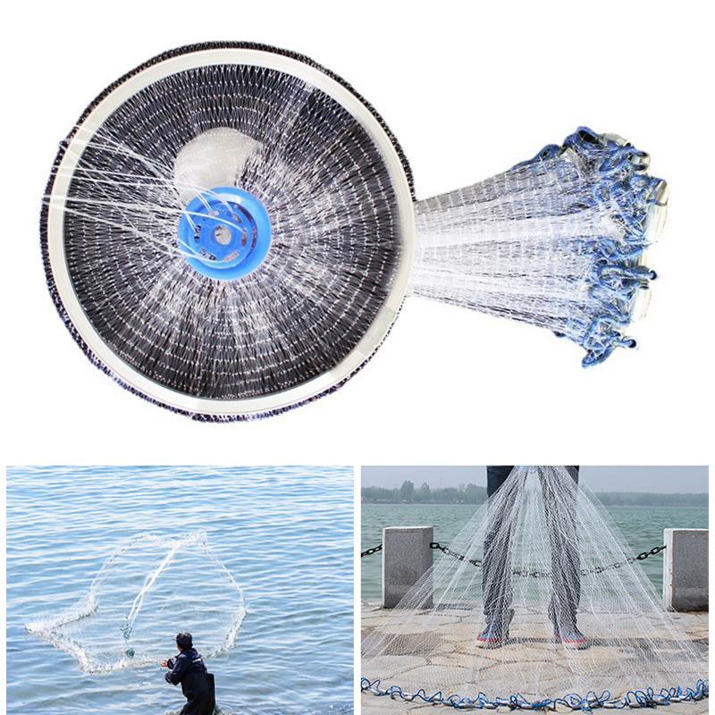 

2,4m / 4,2m Durchmesser Fischerei Cast Net Throw Köderfalle Fischnetz - 2,4 M Durchmesser.