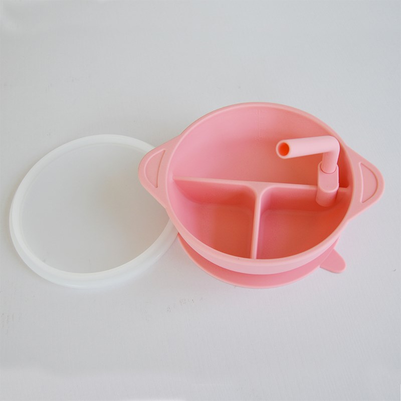 

Kinderschicht Fütterungsplatte Mit Deckel Silicon Kids Bowl (ohne FDA -zertifikat) - Rosa