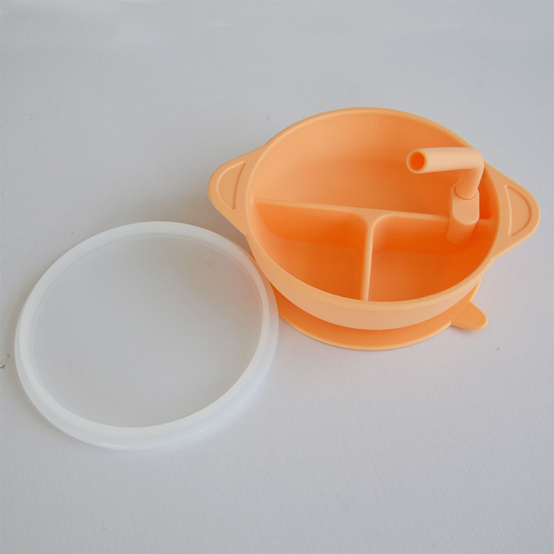 

Kinderschicht Fütterungsplatte Mit Deckel Silicon Kids Bowl (ohne FDA -zertifikat) - Orange