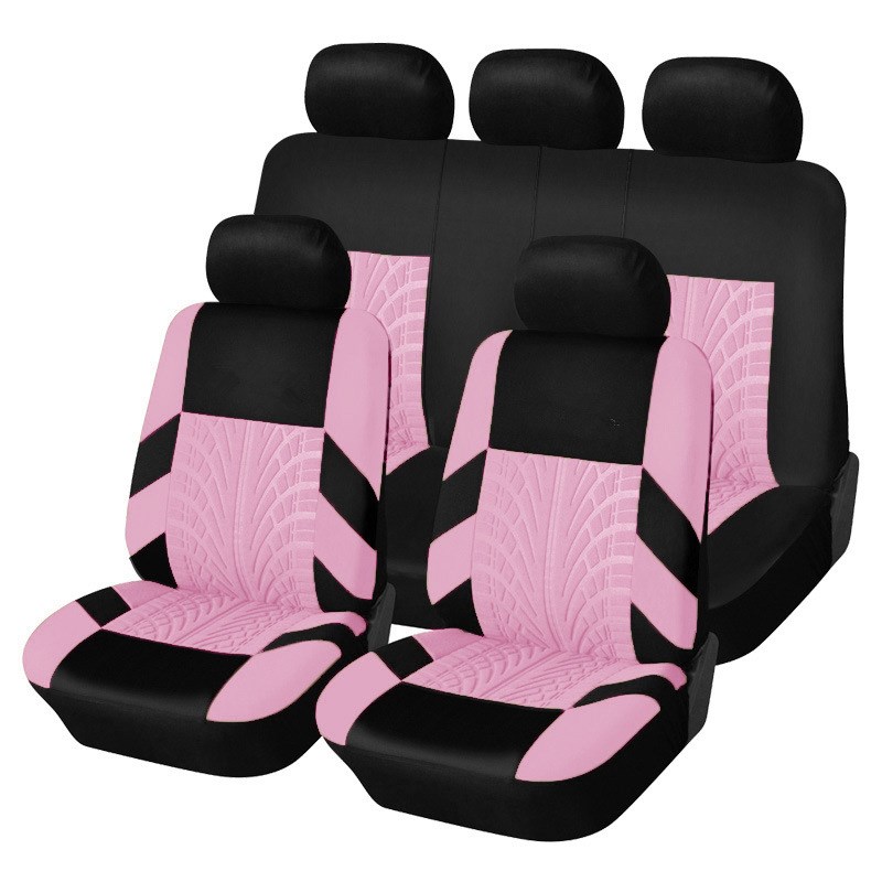 

9 Teile / Satz Universal Fit Polyester Auto Sitzbedeckung Protektoren Für Vorder- / Rückseiten / Kissen / Rückkissen - Rosa