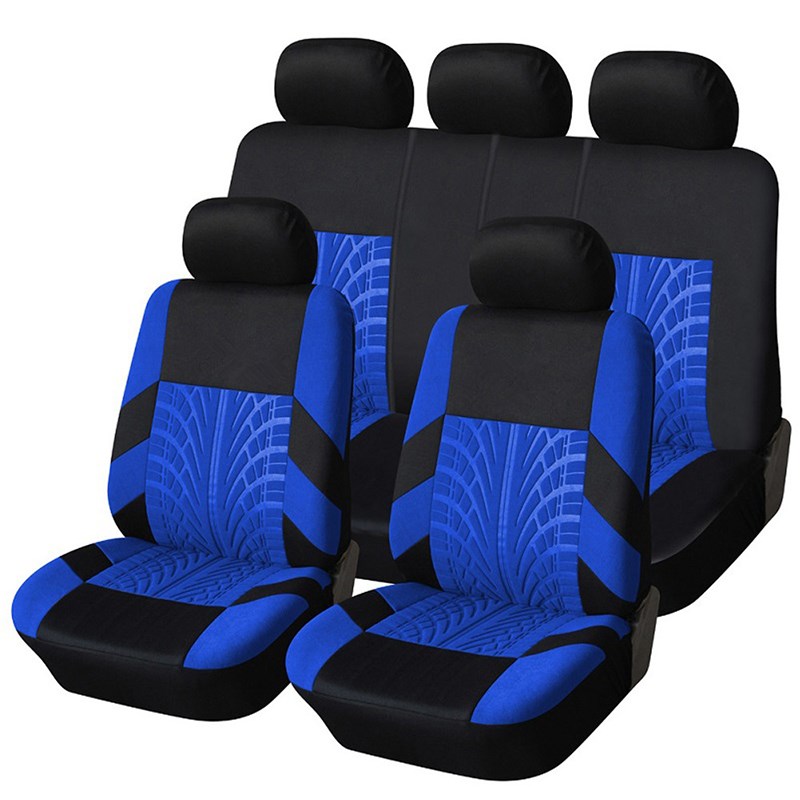 

9 Teile / Satz Universal Fit Polyester Auto Sitzbedeckung Protektoren Für Vorder- / Rückseiten / Kissen / Rückkissen - Blau