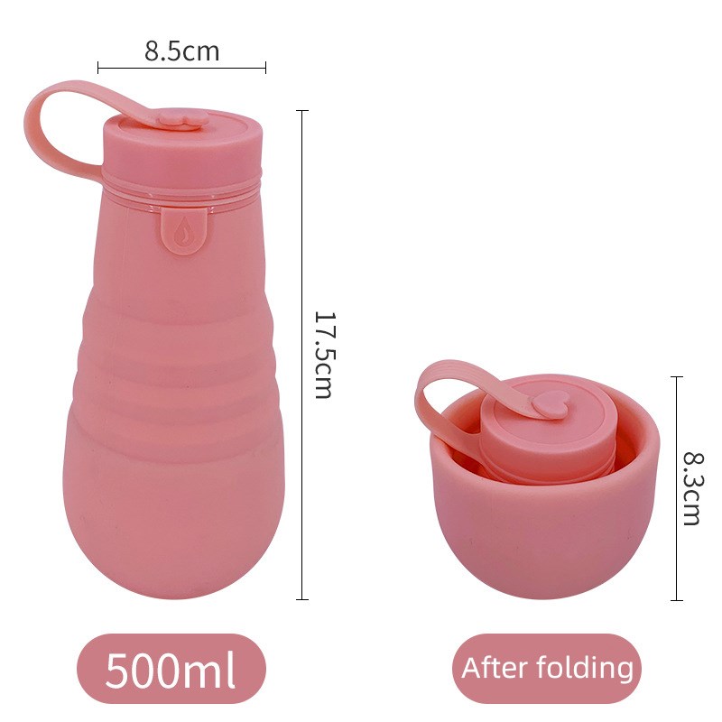 

500ml Einziehbarer Silikonwasserflasche Sportkessel Für Reisen (ohne FDA-Zertifikat) - Rosa