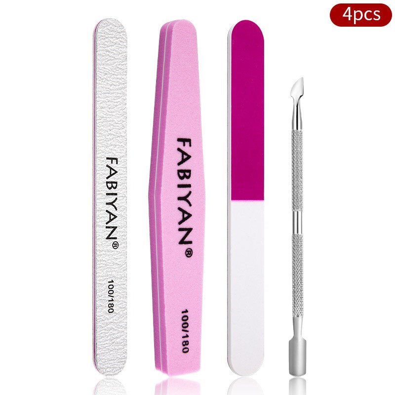 

Manicure Pedicure Set Cuticle Polisher Nail Files Cleaning Tool Brush Scissors Dead Skin Remover - 4Pcs/Set