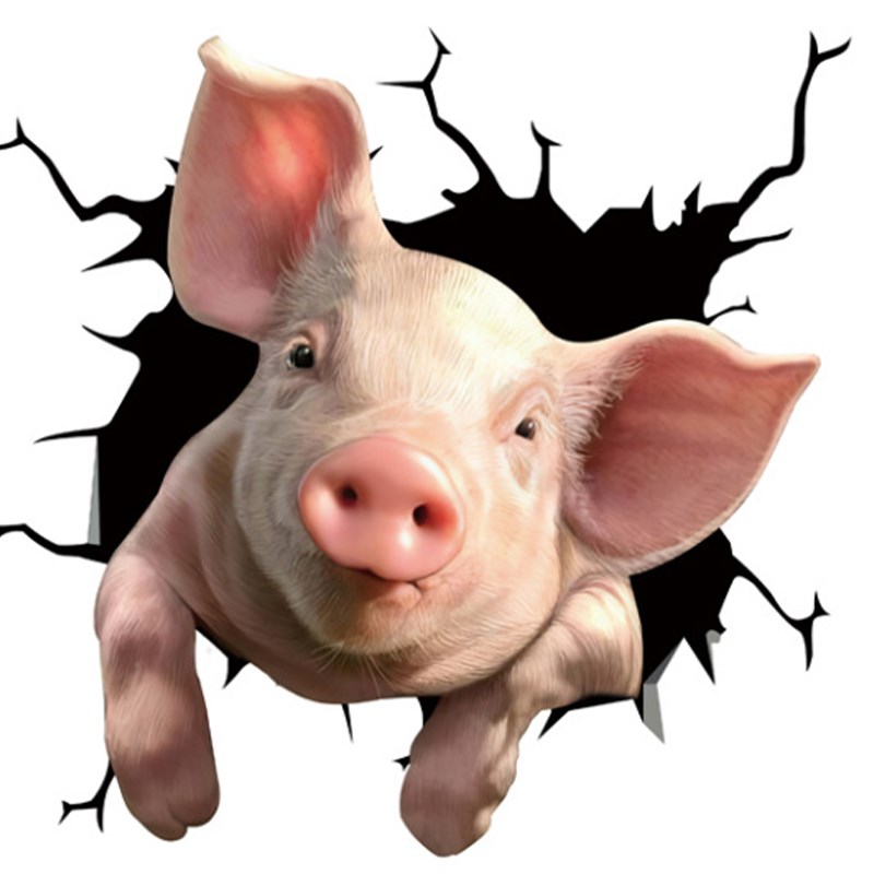 

Haustierschwein Risse Autoaufkleber Funny Decal Fenster Aufkleber Tapete - Stil C.