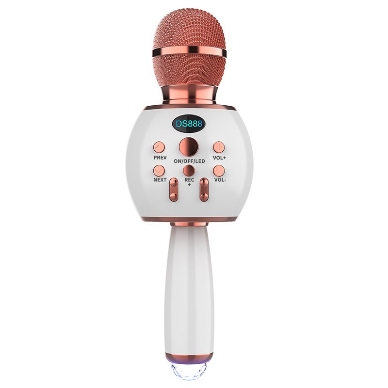 

Беспроводной Bluetooth Karaoke Microphone Двухстороннее Подключение Портативного Микрофона - Розовый / Белый