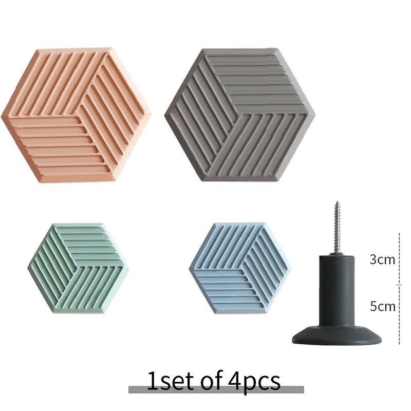 

4Pcs Coat Hanger Wall Hook Key Hanger Bathroom Towel Rack Hook - Hexagon