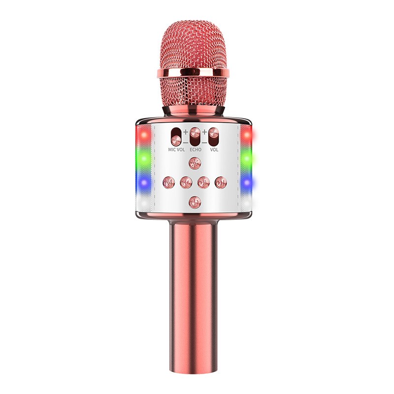

D168 Wireless Bluetooth Karaoke Microphone Handheld Mic Speaker - Pink/White