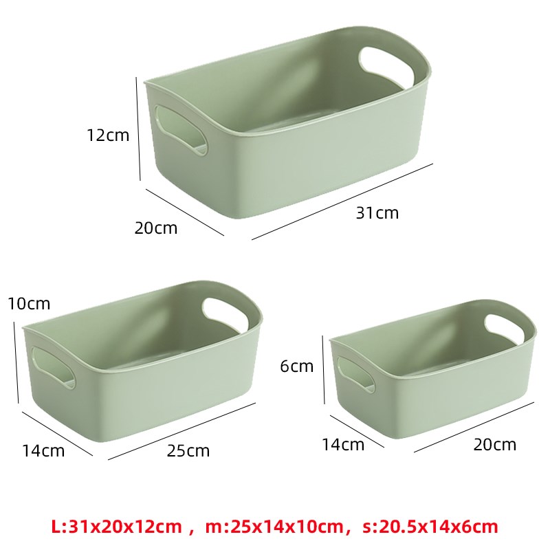 

Desktop Basket Cosmetic Snack Storage Box Makeup Case - Green/3Pcs