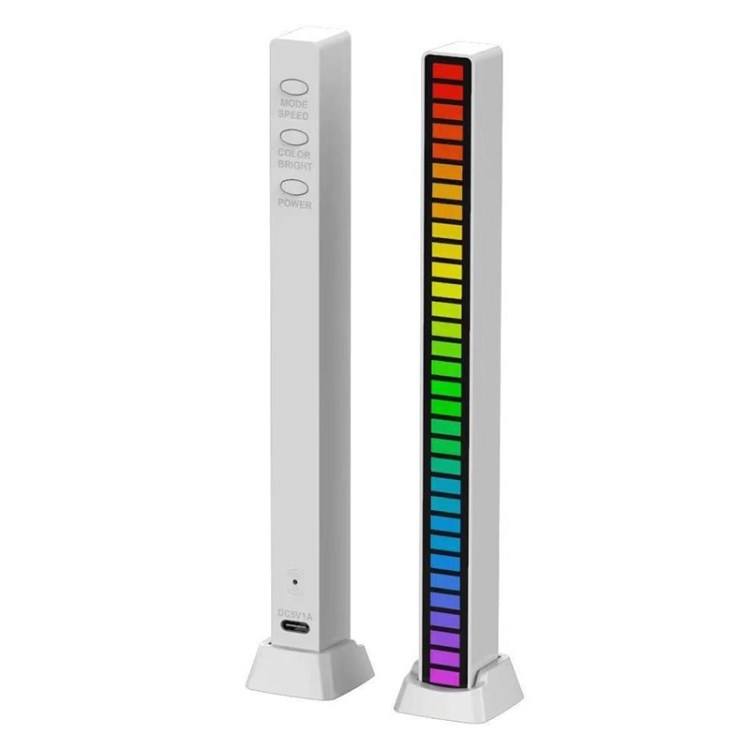 

32 Bit Colorful Music Light Sound Sensitive Indicator Audio Spectrum RGB Light (With Certification) - White/240mAh