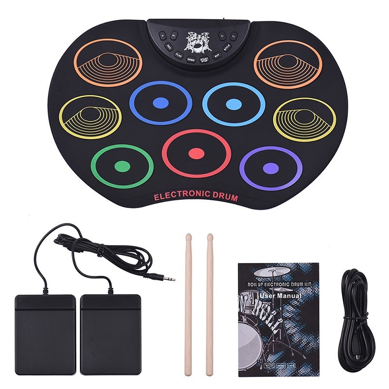 

USB -elektronik -drum -set Roll Up Drum Übung Pad Drum Kit - Regenbogenversion