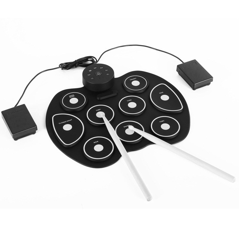 

Rollen Sie Drum Electronic Drum Set Pedal Drum Übungskit Auf - Weiß