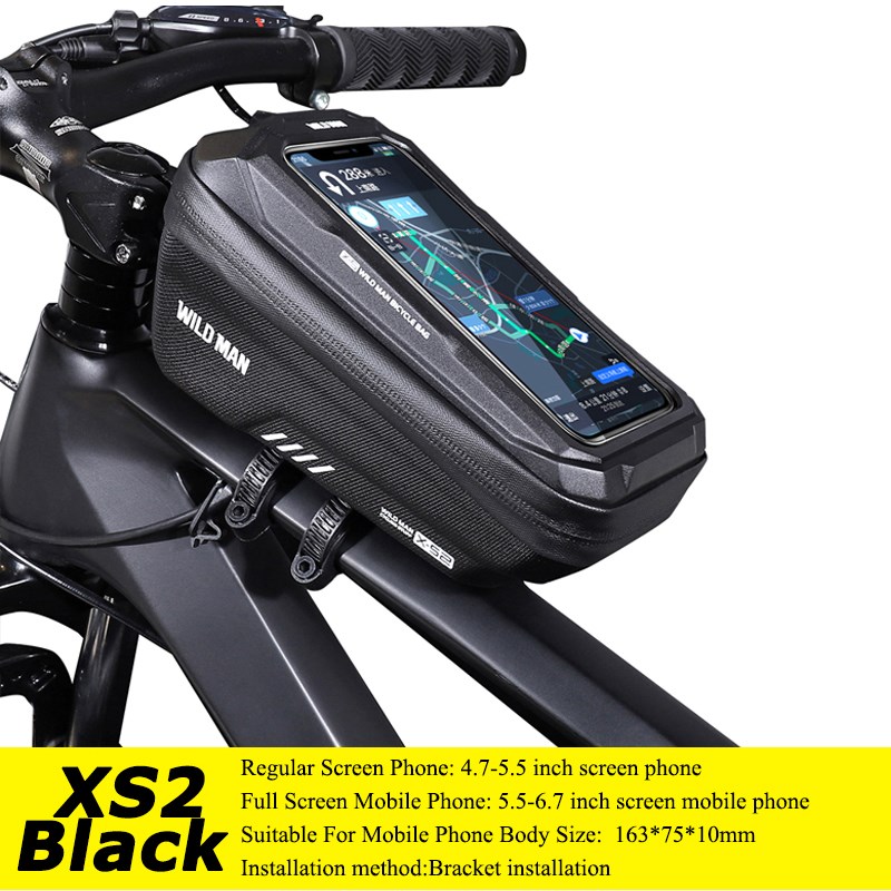 

Wild Man Mountain Bike Bag Regensicher 6,7 Zoll Mobiltelefon Fall Radfahren Fahrradbeutel - Schwarz/1l