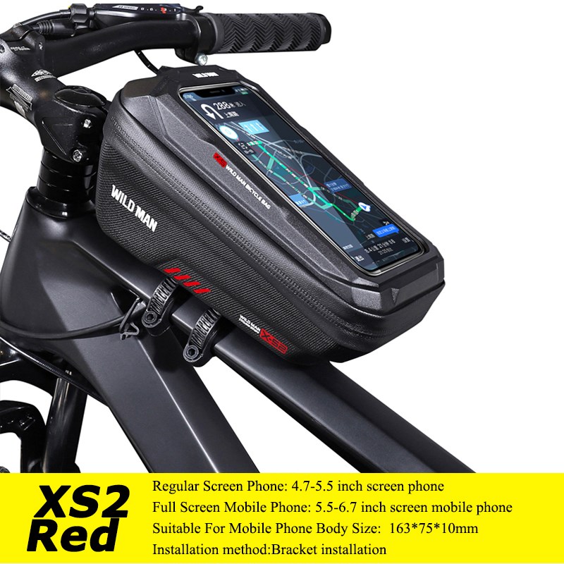 

Wild Man Mountain Bike Bag Regensicher 6,7 Zoll Mobiltelefon Fall Radfahren Fahrradbeutel - Schwarz/rot/1l