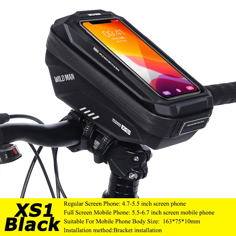 

Wild Man 6,7 Zoll Fahrradbeutel Regendichtes Touchscreen-fahrradbeutel Mit Mobiltelefongehäuse - Schwarz