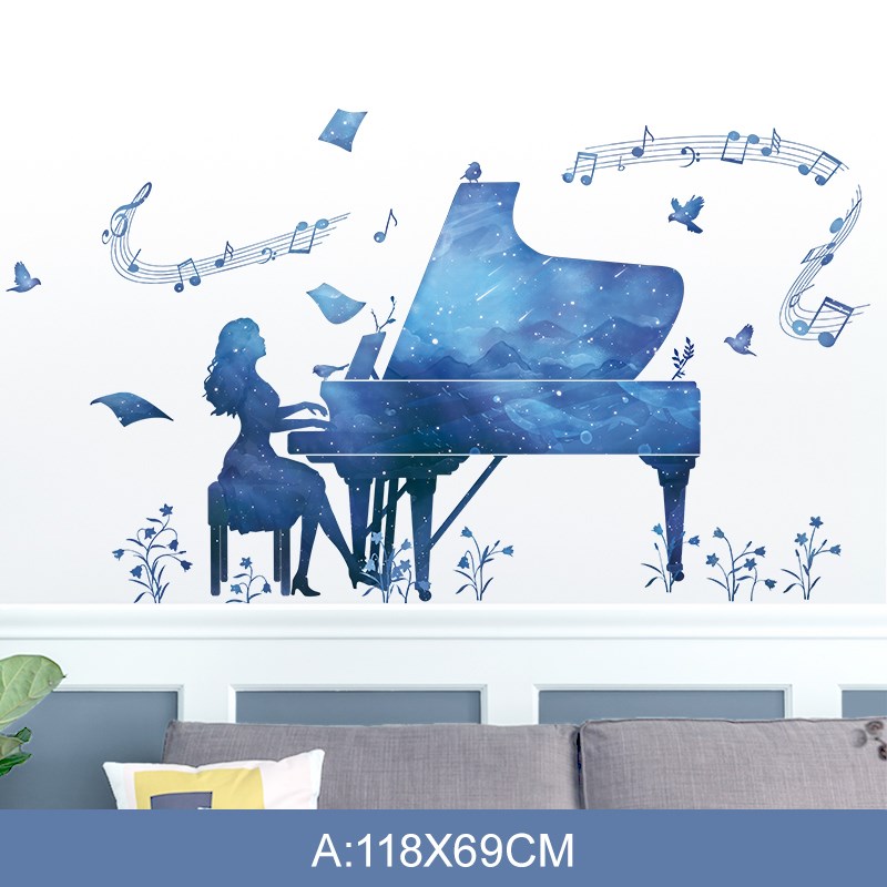 

Star Piano Wall Sticker Living Room Decal Bedroom Background Wallpaper - Style A