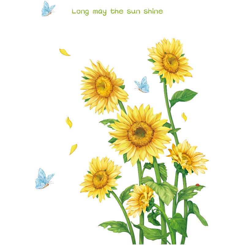 

Sunflower Wall Sticker Girls Room Decal TV Background Wallpaper - 114 x 82cm