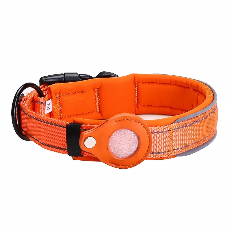

Nylon Textured Pet Loop Hundekragen Für Airtager -hülle Pet Tracker Locator - Orange/l