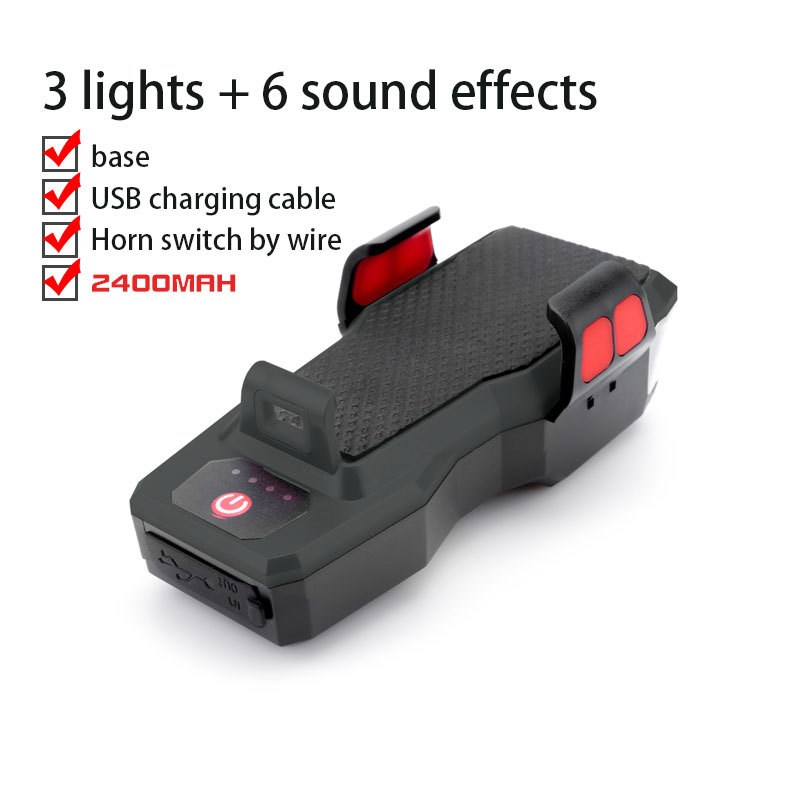 

BF-909 4 in 1 Fahrrad Mobiltelefonhalter Licht Mit Hornlichtsicherheitswarnlicht Mobile Leistung - Schwarz/2400mah