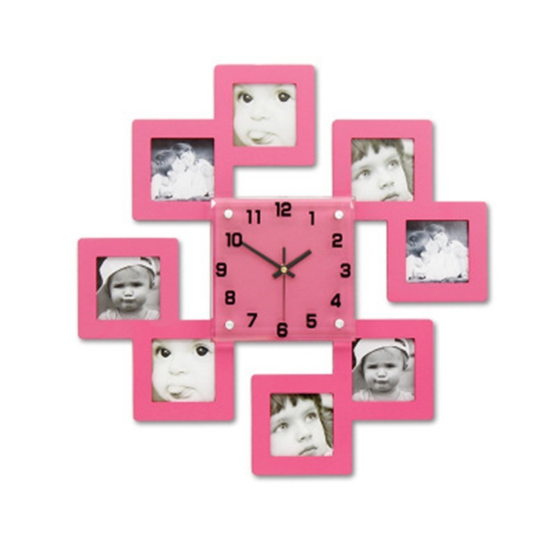 

For Home Bedroom Decor European Style Fashion Creative Photo Frame Wall Clock - Pink