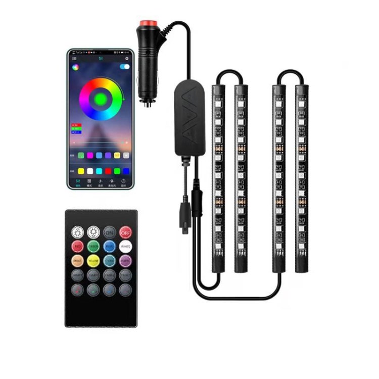 

Interieur RGB App Fernbedienungssteuerung Musik Synchronisation Color Change Car LED -beleuchtung - Auto Leichter Stecker