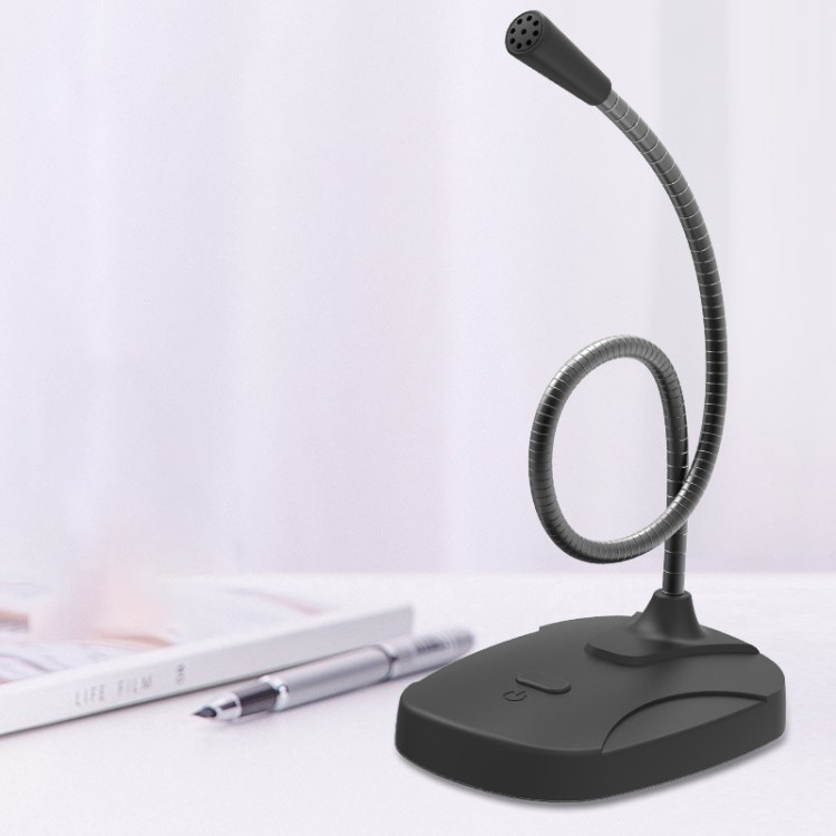 

USB Microphone Live Broadcast Desktop Computer Conferencing Mic with Built-in Audio Card - USB Plug/Black