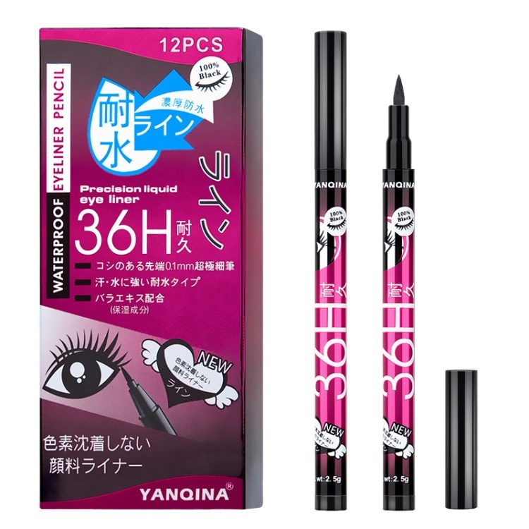 

12Pcs Liquid Eyeliner Colorful Set Waterproof Long Lasting Colored Neon Makeup Pen for Women Girl Face Eye Art Makeup - Black