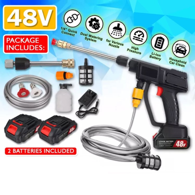 

Tragbare Hochdruckwaschmaschine 15A 30bar Auto Garden Water Sprayer - US-Plug / 2 Batterien / 48V